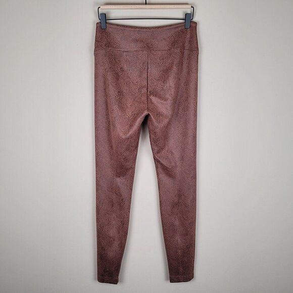 White House Black Market Vegan Suede Runway Leggings Paisley Brown Size 8 - Picture 5 of 11